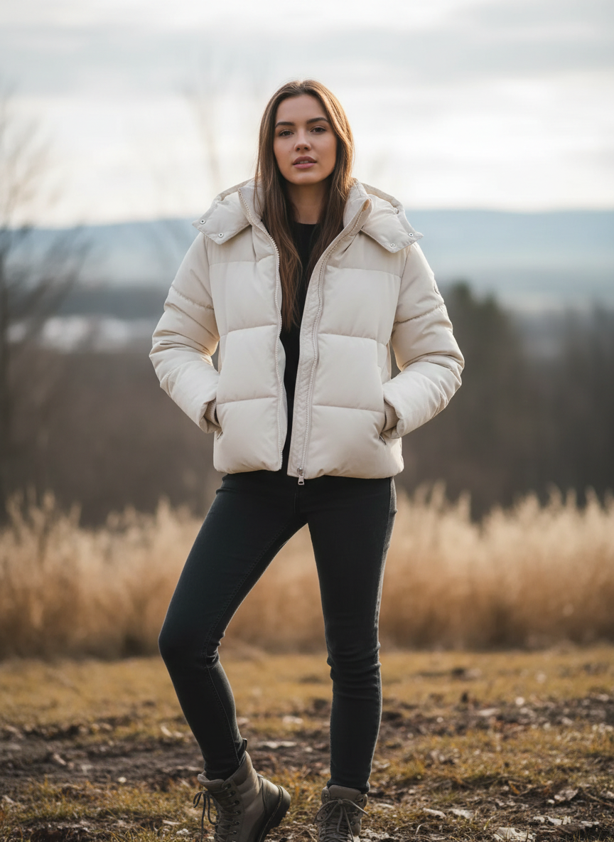 Abnehmbare Kapuze Pufferjacke