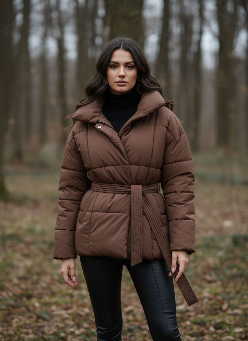 Mittellange Gürteltaschen-Pufferjacke