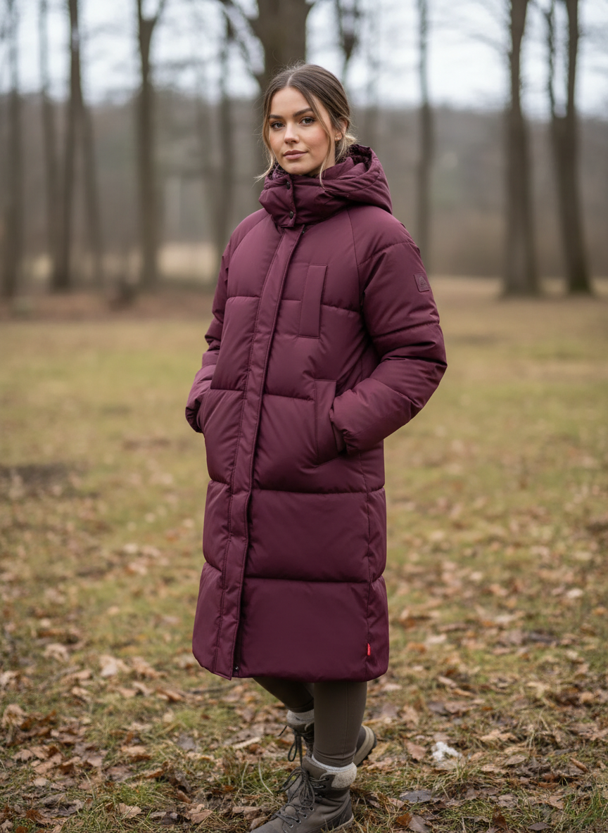 Lange Kapuzen-Pufferjacke – Warm, Wasserabweisend & Winddicht