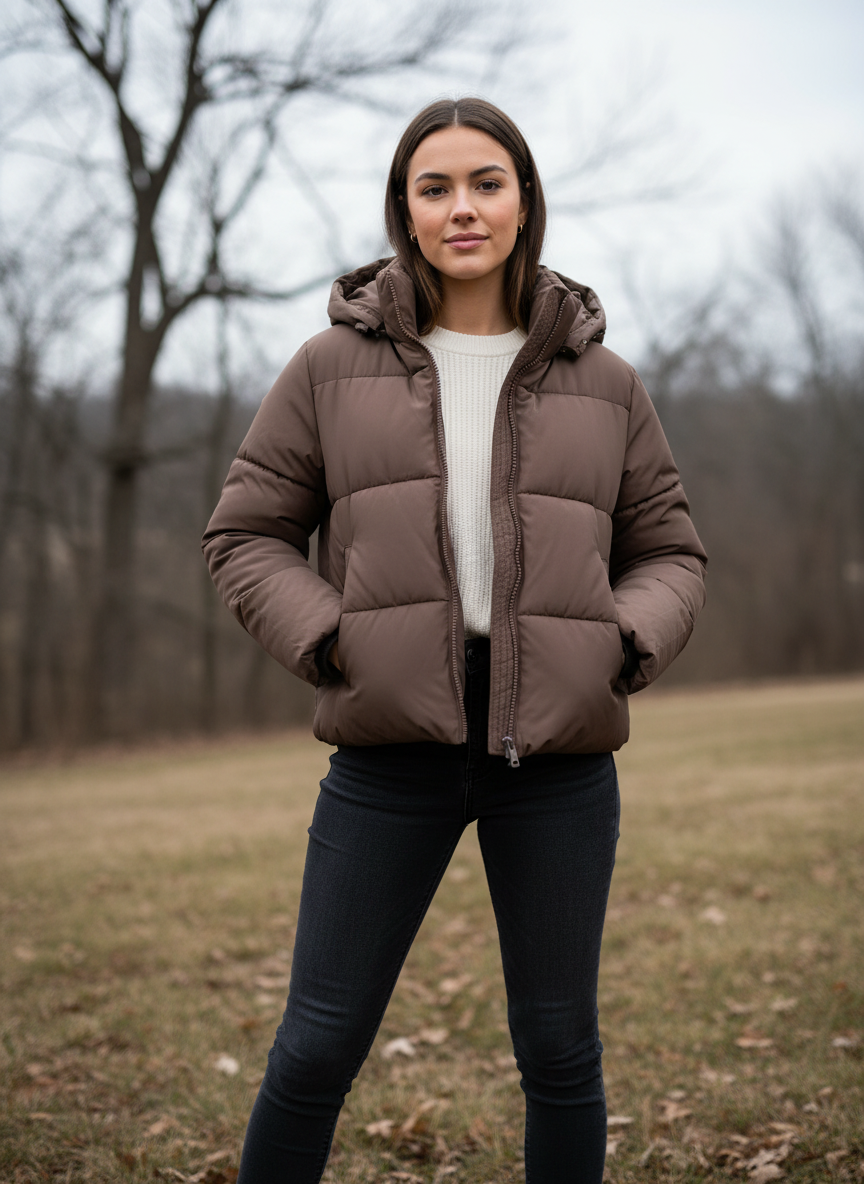 Abnehmbare Kapuze Pufferjacke