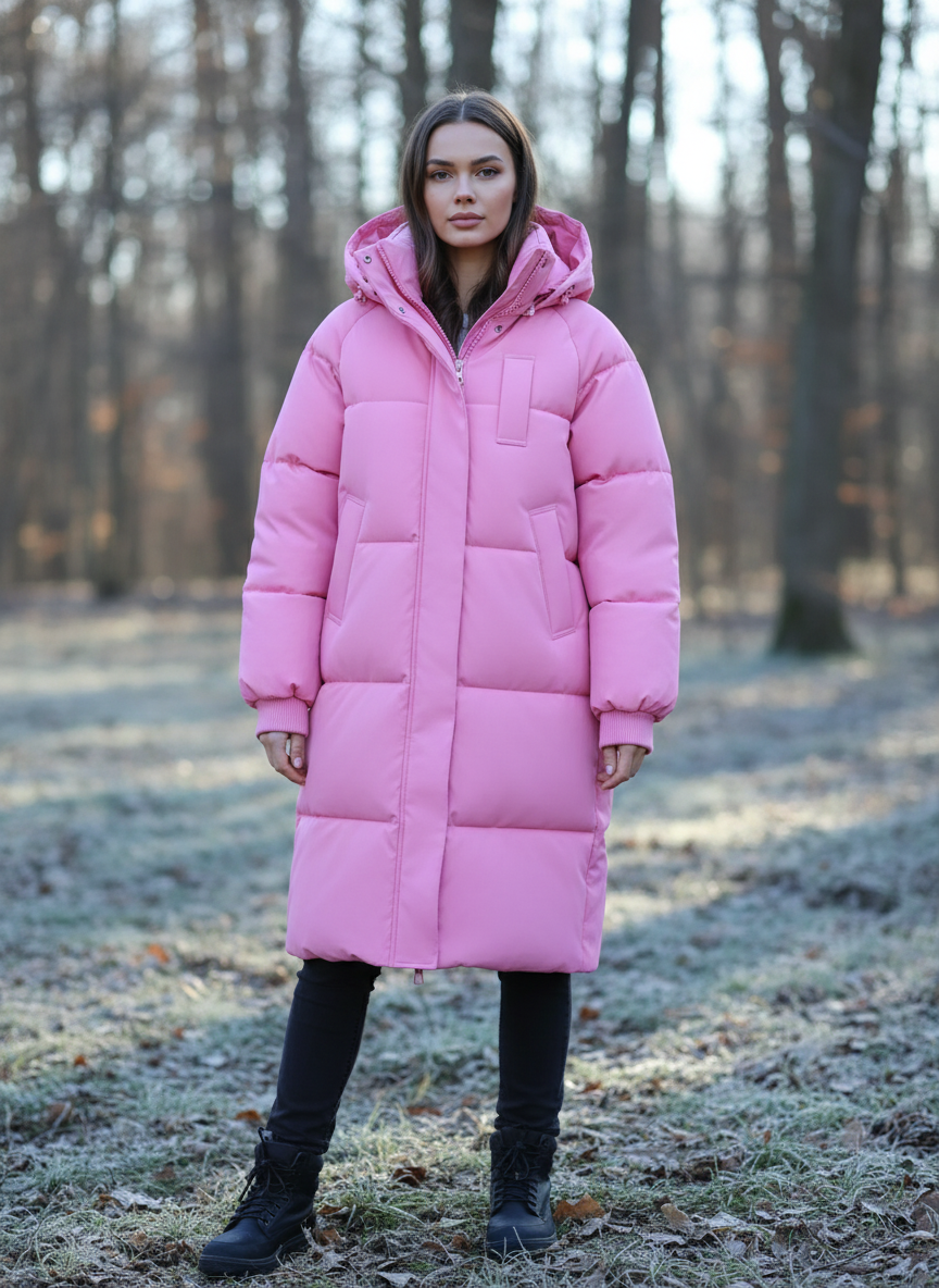 Lange Kapuzen-Pufferjacke – Warm, Wasserabweisend & Winddicht